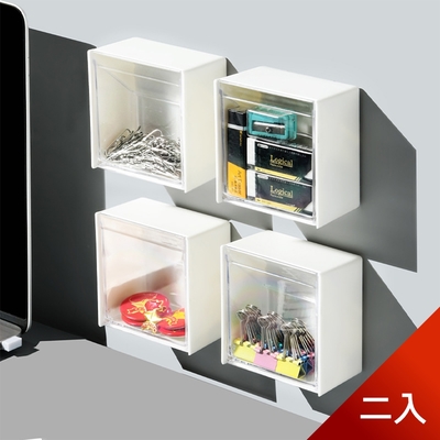 荷生活 壁掛式透明翻蓋收納盒 多功能居家收納空間整理小幫手 2入