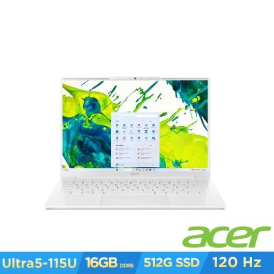 Acer 宏碁 Aspire Lite AL14-53P-52QJ 14吋輕薄效能筆電-白(CU5-115U/16GB/512GB/Win11)
