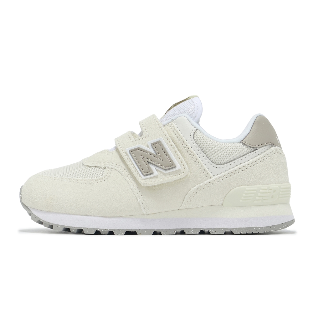 New Balance 童鞋574 寬楦中童亞麻淺草菇色復古經典魔鬼氈NB PV574ESC