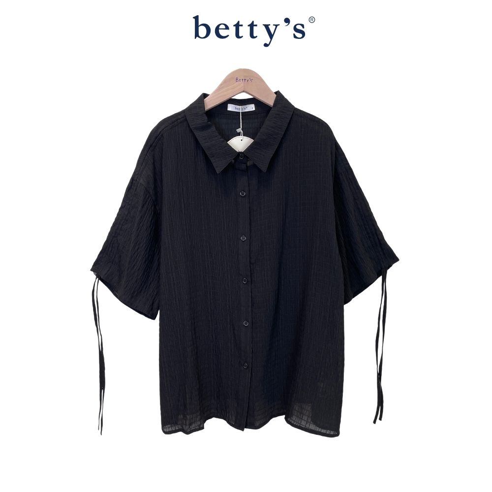 betty’s貝蒂思　泡泡皺摺感袖朧抽繩上衣(共三色) (黑色)