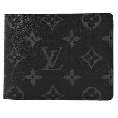 LOUIS VUITTON路易威登 LV M61695 Multiple 經典花紋對開式短夾(黑)
