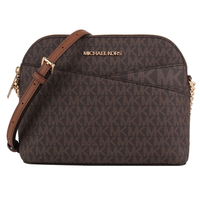 MICHAEL KORS 金字防刮鍊帶前交叉貝殼型斜背包粉S
