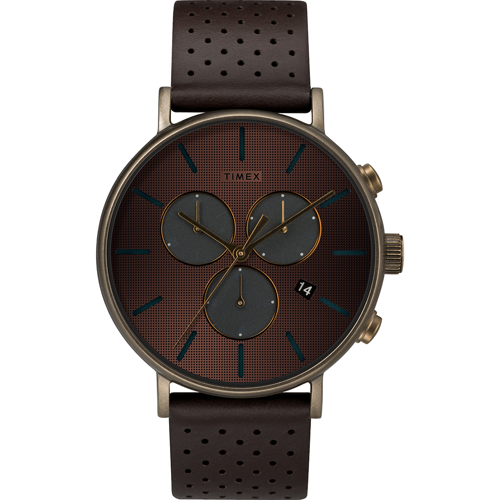 TIMEX 天美時 Fairfield Chrono系列 時尚三眼計時手-深咖啡/41mm