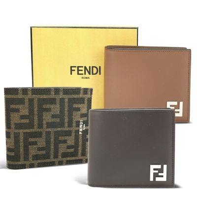 FENDI 芬迪 FF 牛皮老花帆布8卡對折短夾-3款可選