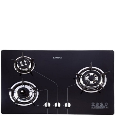 SAKURA櫻花牌 (全省安裝)櫻花三口檯面爐黑色瓦斯爐天然氣G-2830KGBN