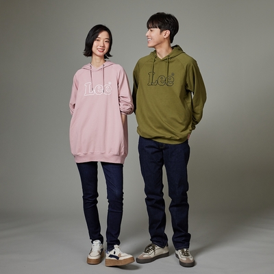 Lee 男女款 大LOGO長袖連帽厚TEE 四色