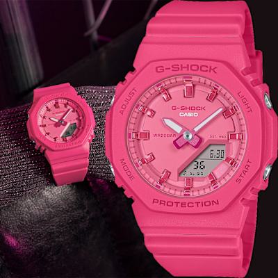 CASIO 卡西歐 G-SHOCK 單色時尚 八角雙顯手錶 寵愛媽媽 送禮推薦-粉紅 GMA-P2100PP-4A
