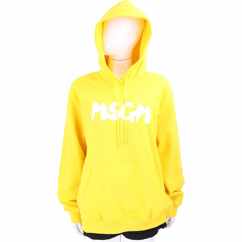MSGM 經典字母連帽刷毛運動衫 大學T-多色可選 (白字黃)