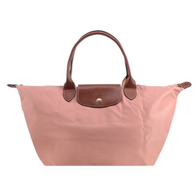 LONGCHAMP LE PLIAGE系列再生尼龍寬版摺疊肩背/手提水餃包(大/粉紅茶)