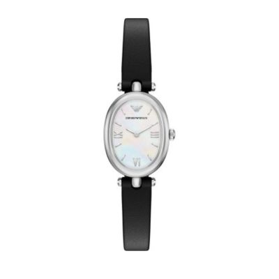 【EMPORIO ARMANI】優雅氣質 珍珠母貝 皮帶 女錶 -34mm AR11778
