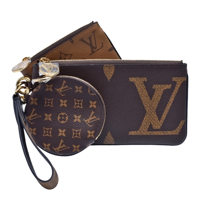 LV Louis Vuitton路易威登 M68756 TRIO系列經典Monogram帆布印花三合一拉鍊收納袋