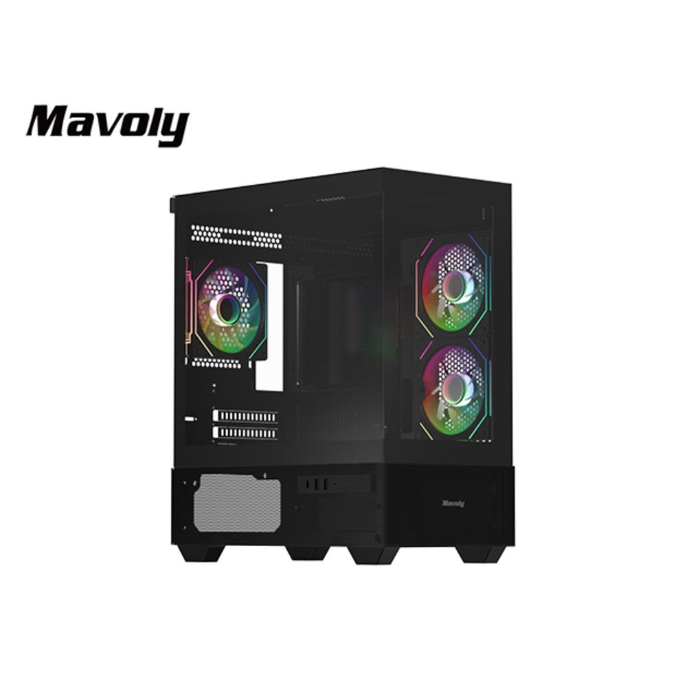 【Mavoly 松聖】4070+ 全景玻璃機殼 (M-ATX/內建風扇側2後1/顯卡345mm/塔散165mm)