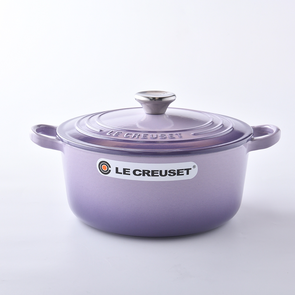 Le Creuset 圓形鑄鐵鍋22cm 3.3L 藍鈴紫法國製湯鍋燉鍋(電磁爐IH爐可用