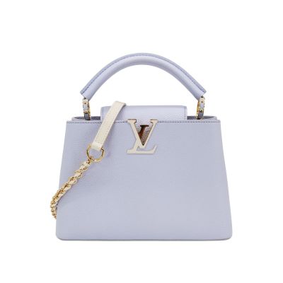 LOUIS VUITTON路易威登 Louis Vuitton LV路易威登 展示品 Capucines BB 皮革金飾LV掀蓋手提斜背包(M59512-淡紫)
