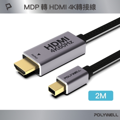 POLYWELL MDP公轉HDMI公 轉接線 4K60Hz /2米