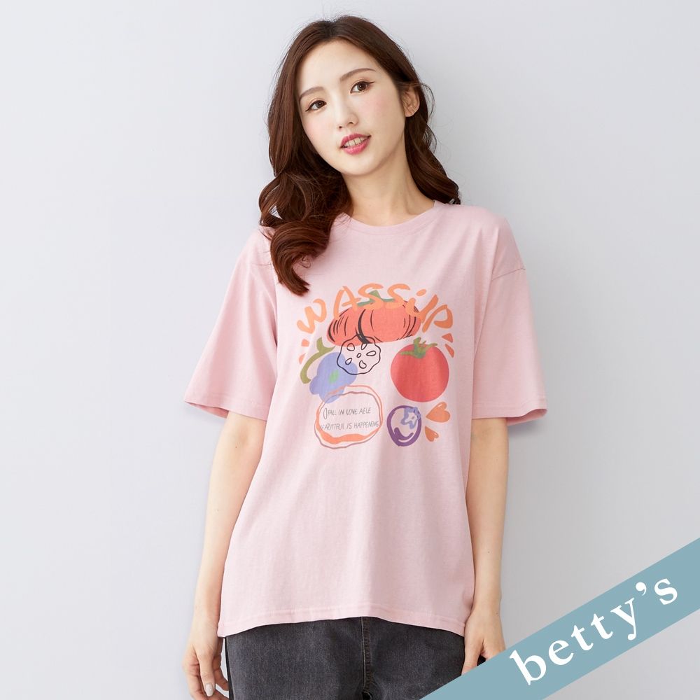 betty’s貝蒂思 活力蔬果印花短袖T-shirt (粉色) (粉色)