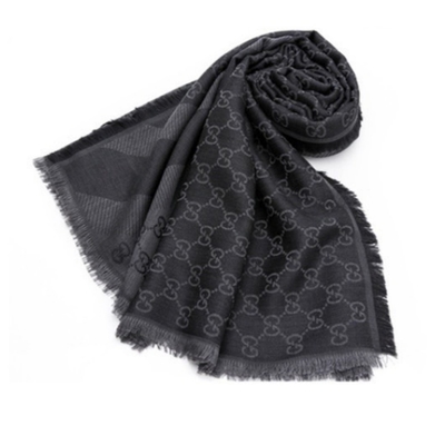 【GUCCI 古馳】滿版印花雙面色流蘇披巾/圍巾(多色選)