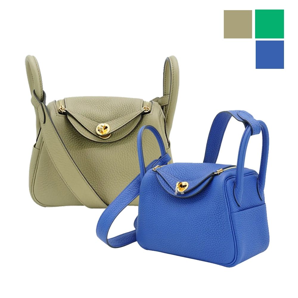 Hermes 愛馬仕 Mini Lindy 牛皮金釦手提/肩背兩用包(任選)