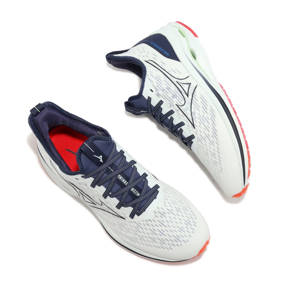 Mizuno 慢跑鞋Wave Rider Neo 男鞋淺灰藍路跑襪套緩震運動鞋美津濃