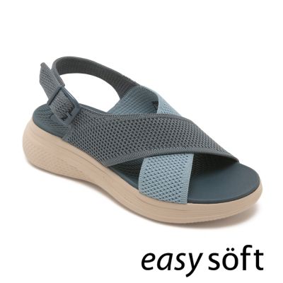 Easy Spirit-IEVA 輕量交叉綁帶厚底涼鞋-藍色