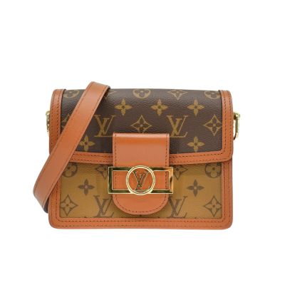 LOUIS VUITTON路易威登 Louis Vuitton LV路易威登 展示品 Mini Dauphine 帆布肩背斜背二用包(M45959-咖)