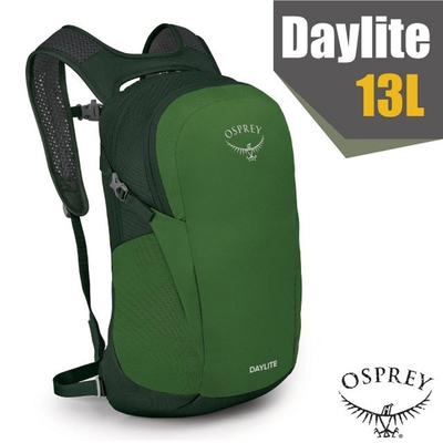 【OSPREY】Daylite 13L 超輕多功能隨身揹包/攻頂包(水袋隔間+緊急哨+筆電隔間).隨行包 翠綠帶/綠色樹冠