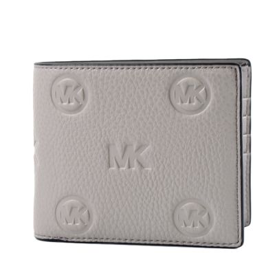MICHAEL KORS 男款 Cooper 壓印LOGO荔枝紋八卡短夾/附證件夾-灰色