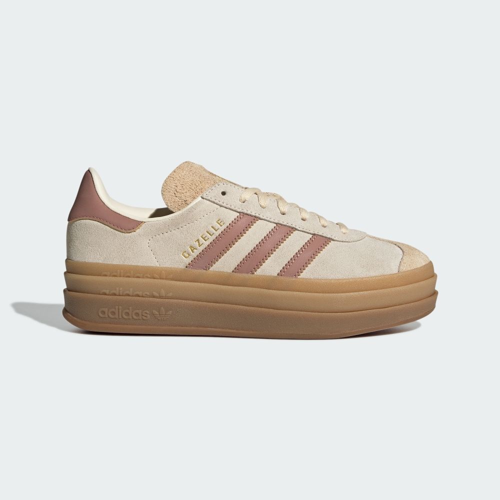 木製能面 金色 茶色 adidas 愛迪達】 GAZELLE BOLD 運動休閒鞋德訓鞋滑板復古厚底鞋女鞋