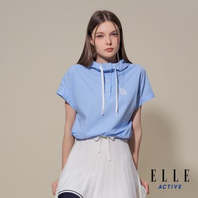 ELLE ACTIVE 女款 法式清新連帽短袖T恤-藍色(EA26S2W1301#35)
