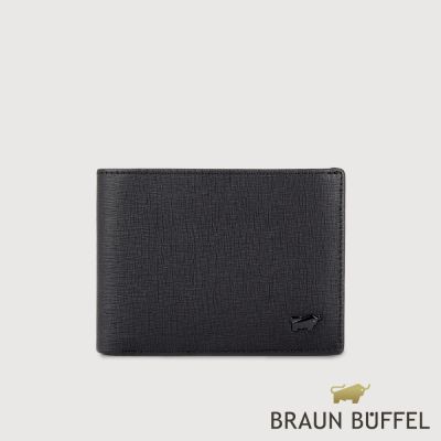 【BRAUN BUFFEL 德國小金牛】台灣總代理 維克多-E 6卡男夾-黑色/BF570-312-BK