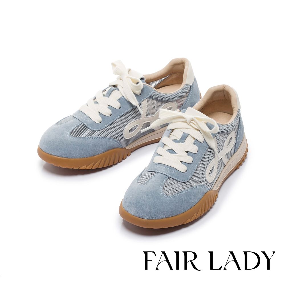 FAIR LADY 軟實力 簡約甜美拼色軟底休閒德訓鞋 藍 (5M3133)