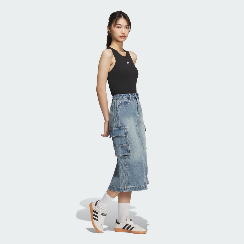 新品28 adidas デニムロングスカート レディース ブルー JM8036 adidas 愛迪達】 牛仔長裙女- Originals JM8036 | adidas