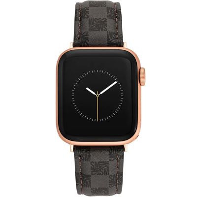 STEVE MADDEN Apple Watch 錶帶  C字皮錶帶- 黑色格紋 (不含手錶）