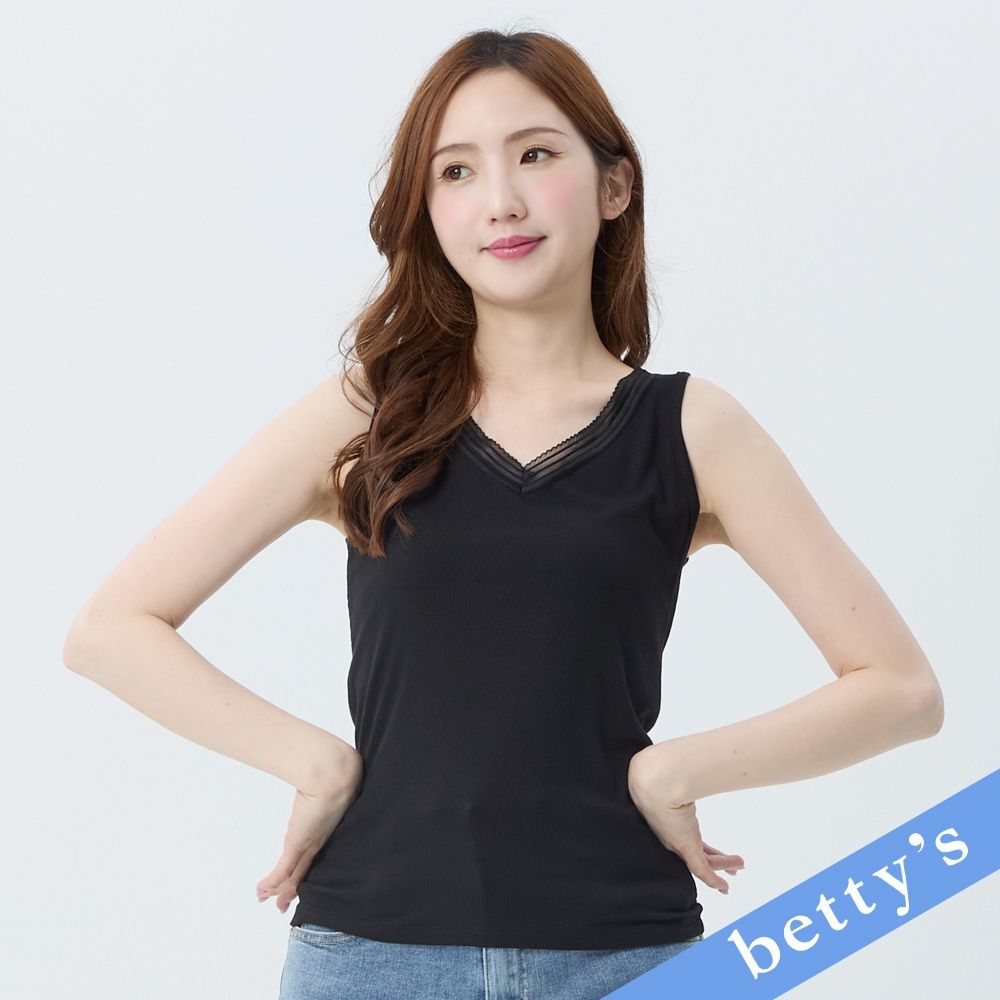 betty’s貝蒂思　蕾絲V領內搭無袖背心(黑色) (黑色)
