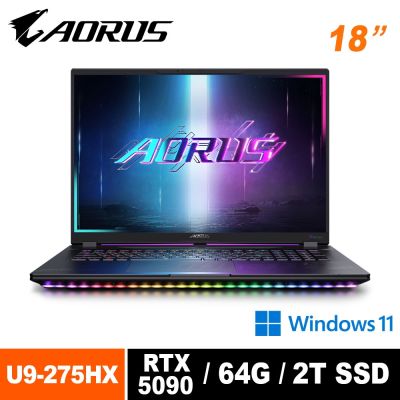 GIGABYTE技嘉 GIGABYTE 技嘉AORUS MASTER 18 BZHC6TWD45SH 18吋電競筆電 (Ultra 9 275HX/RTX5090 24G/64G/2TB/Win11/QHD)