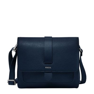 FOSSIL Kinley 真皮翻蓋方包-藍色 ZB7878545