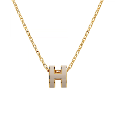 Hermes MINI POP立體H字簍空設計項鍊(灰x金)