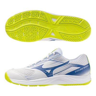 Mizuno 美津濃Cyclone Speed 5 [V1GA258039] 男排球鞋寬楦包覆回彈白藍