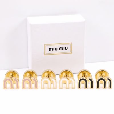 miu miu M字母金屬琺瑯 穿針式耳環-多色可選