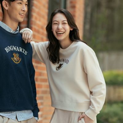 GIORDANO 女裝哈利波特授權長袖大學TEE Harry Potter系列【雙色任選】