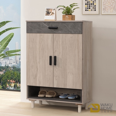 WAKUHOME 瓦酷傢俱Caribe日系木調3尺鞋櫃-寬80*深40*高120cm