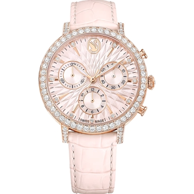 SWAROVSKI 施華洛世奇 Matrix Tennis Chrono 計時手錶 腕錶 女錶 手錶 禮物-36mm粉/5698300
