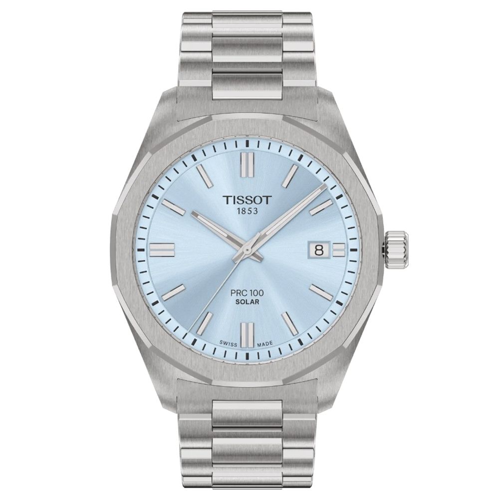 TISSOT天梭 官方授權 PRC 100系列 12邊形錶圈 太陽能腕錶 七夕 情人節 送禮 39mm/T1514221135100