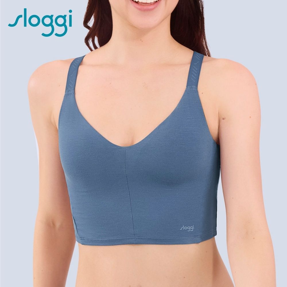 sloggi-BASIC SPORTY COOL清爽律動系列短版上衣 霧藍灰