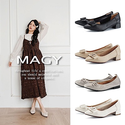 MAGY  CHOiCE 牛皮/蝴蝶結/拼接/撞色/厚底/跟鞋/平底/休閒 多款任選