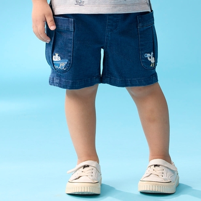PIPPY 大口袋棉質工作短褲 藍-120
