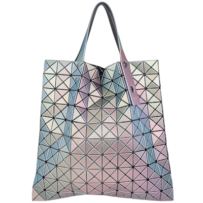 ISSEY MIYAKE 三宅一生 BAOBAO 灰銀色煥彩三角格10x10肩背/手提包