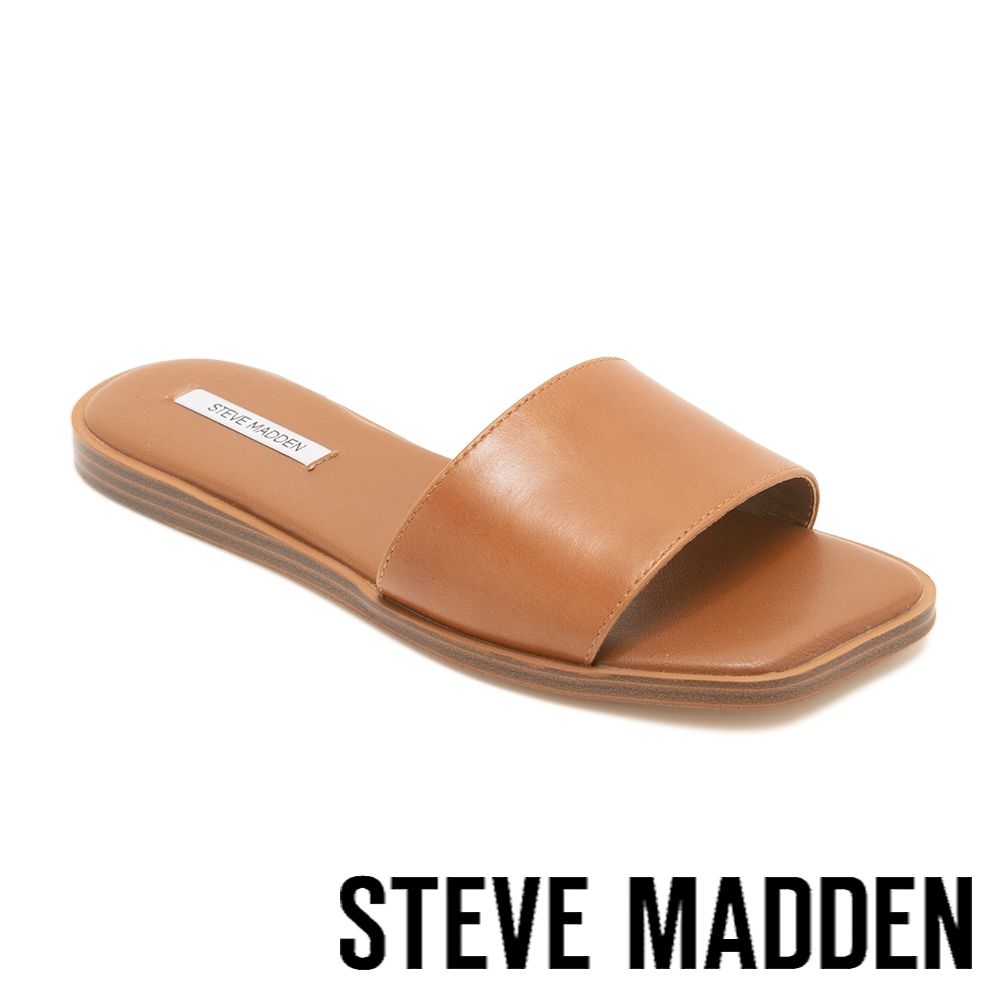 STEVE MADDEN-真皮一字平底拖鞋AVRA-棕色