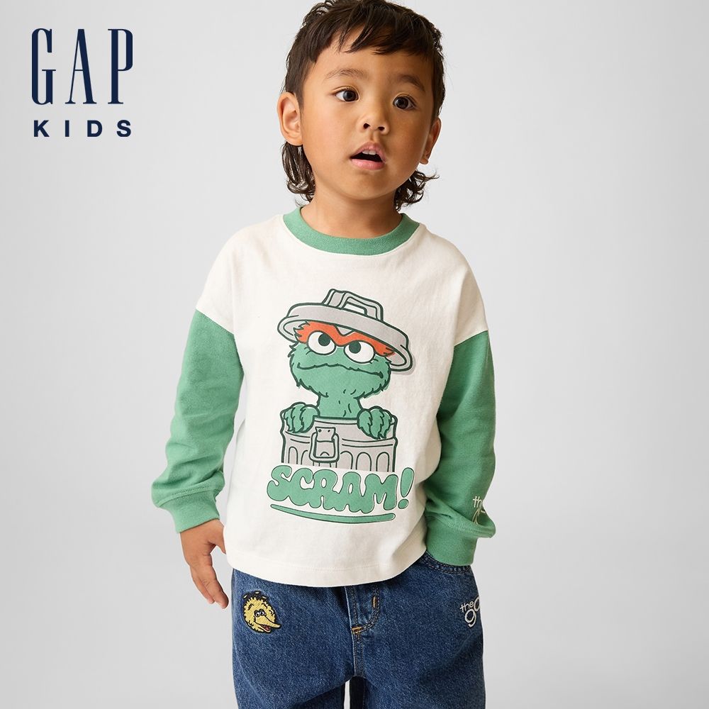 【GAP】嬰兒及幼兒Gap × Sesame Street芝麻街圖案T恤-綠色(915347) (綠色)