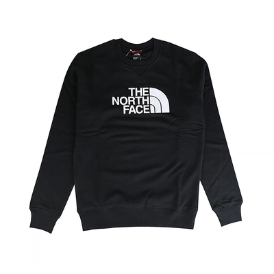The North Face經典刺繡LOGO長袖T恤(黑x白/男款)